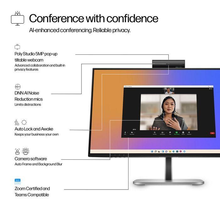 HP 524pm Monitor Videoconferencia Series 5 Pro 23.8 pulgadas FHD USB-C con IA para reuniones 2 HP 524pm Monitor Videoconferencia Series 5 Pro 23.8 pulgadas FHD USB-C con IA para reuniones 2