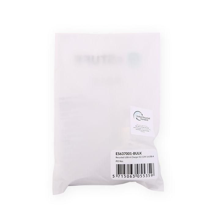 eSTUFF Cargador USB-A INFINITE UE 12W Blanco 98% Plástico Reciclado 4
