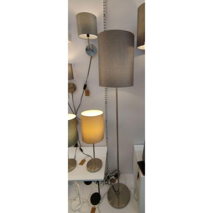 DKD Home Decor Lámpara de Pie Urban Gris Plateado E27, Metal y Poliéster 30x160x30 cm, 50W, Desmontable 5