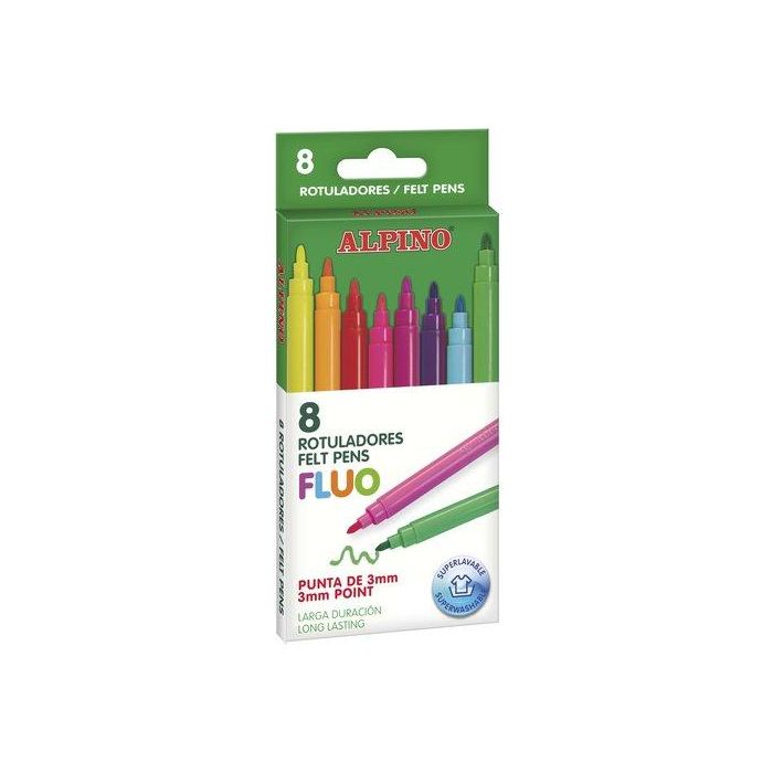 Rotulador Fibra Alpino Standard Fluo Estuche De 8