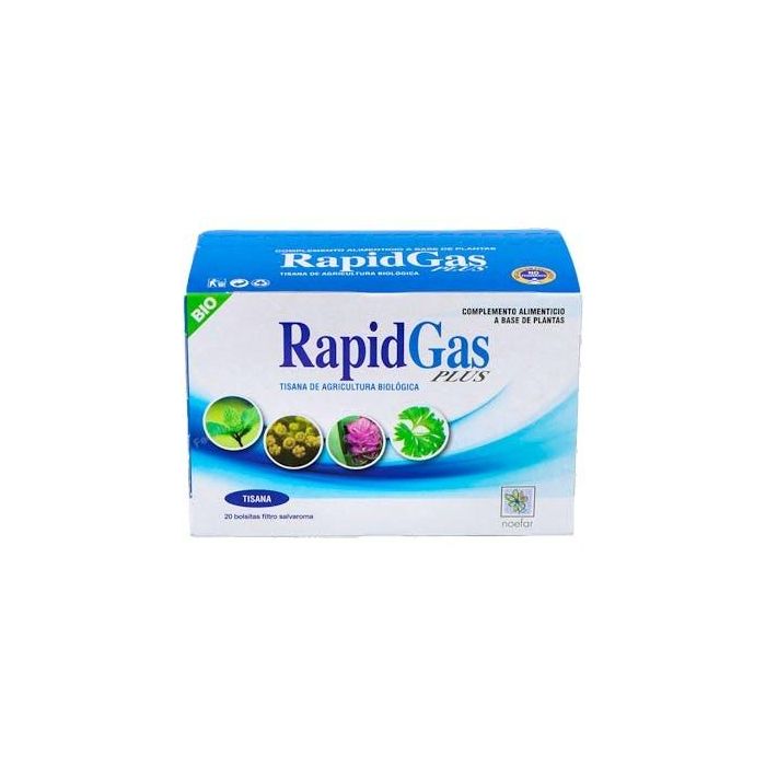 NOEFAR Rapidgas Bio Tisana con Hinojo, Menta y Jengibre para el Sistema Digestivo - 20 Sobres