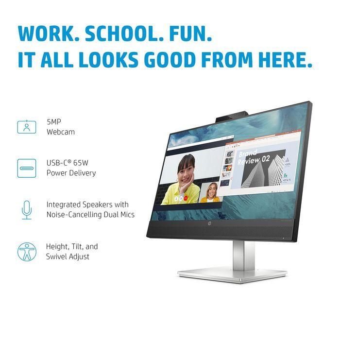 HP E24m G4 Monitor de Conferencia USB-C FHD, Webcam 5MP Inclinable, Micrófonos Duales, Altavoces, Certificado Zoom, Carga 65W 17