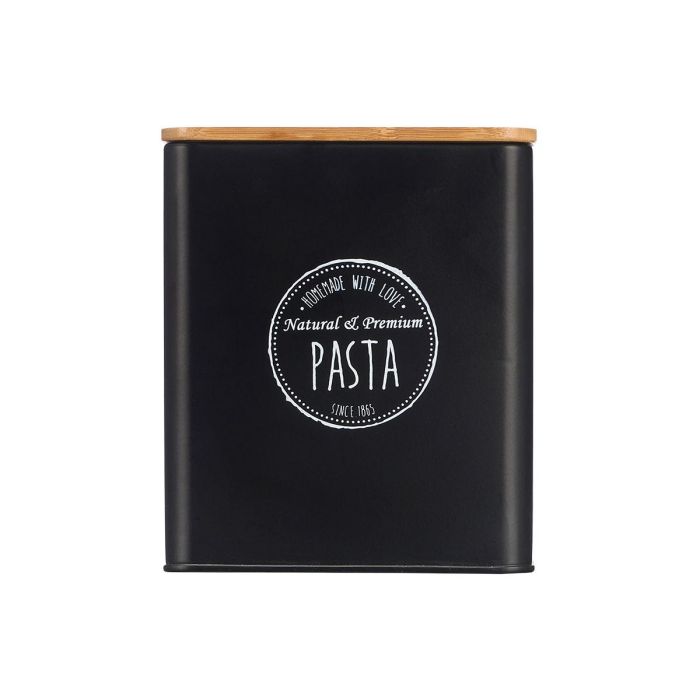 Tarro Cuadrado Tapa Bambu Pasta Negro Kinvara 14x16x14cm (Set de 12) 2