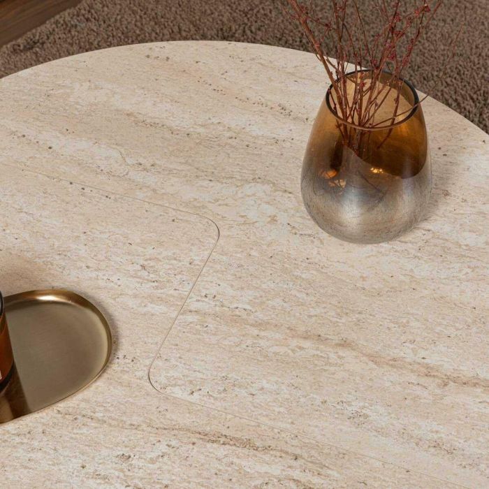 Mesa de centro MOIRA Redonda Efecto mármol travertino 90 x 90 x 41 cm CAL1738350617033 9