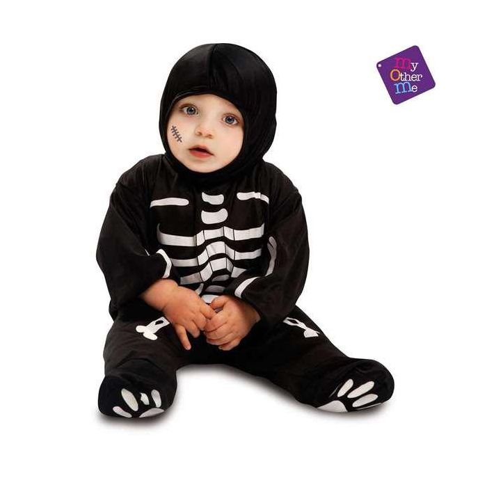 My Other Me Disfraz Esqueleto Bebé Negro Talla 0-6 Meses con Mono y Sombrero 100% Poliéster 4
