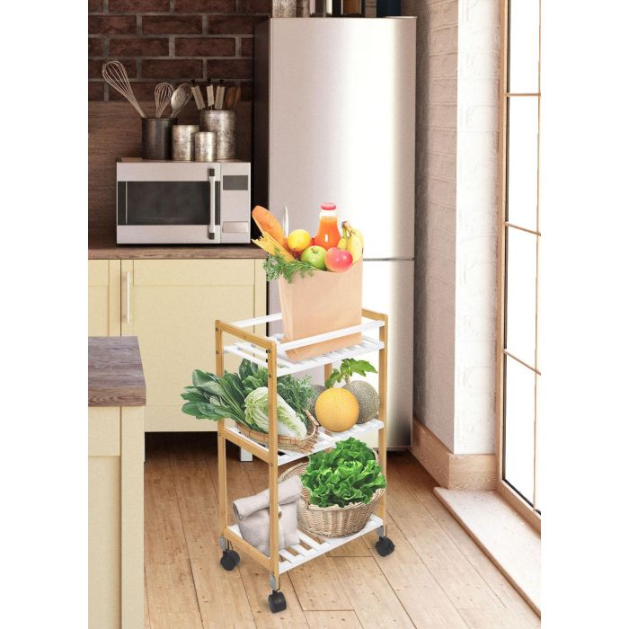 Verdulero de Bambú 40x25x70 cm Blanco - Confortime (2 Unidades) 1 Verdulero de Bambú 40x25x70 cm Blanco - Confortime (2 Unidades) 1