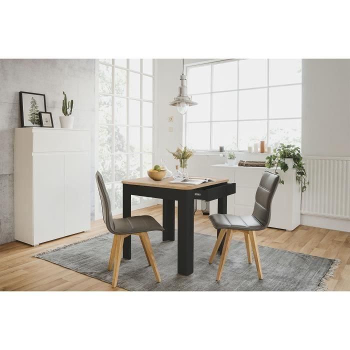 Mesa OSLO - Rectangular - 4 personas - 80 x 77 x 80 cm - Negro / Roble artesanal 1 Mesa OSLO - Rectangular - 4 personas - 80 x 77 x 80 cm - Negro / Roble artesanal 1