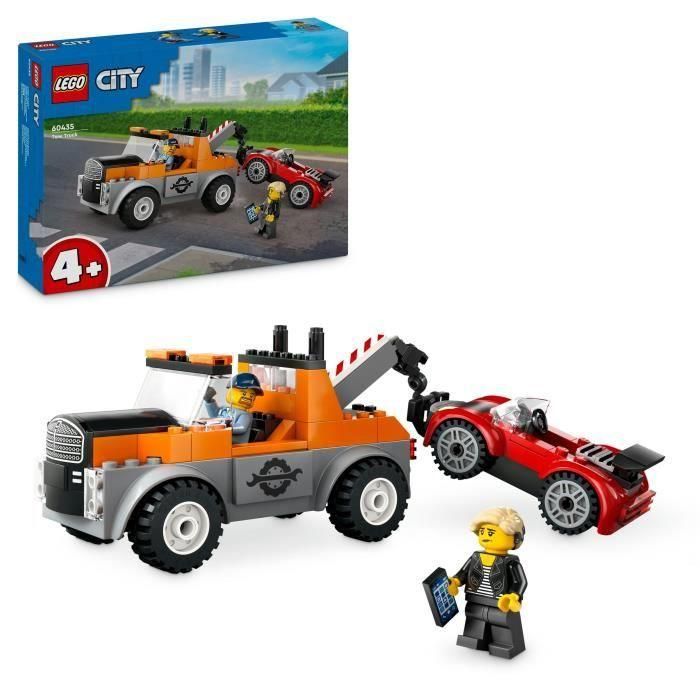 LEGO City 60435 La grúa y el coche deportivo, juego de construcción para niños de 4 años