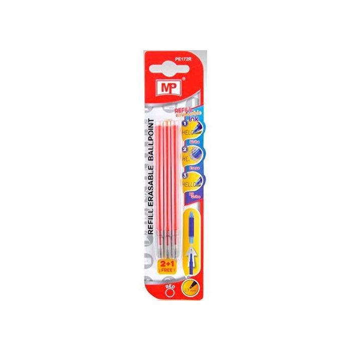 Recambio Bolígrafo Tinta Borrable Retráctil 0.7 mm Rojo Blíster 3 Ud Recambio Bolígrafo Tinta Borrable Retráctil 0.7 mm Rojo Blíster 3 Ud