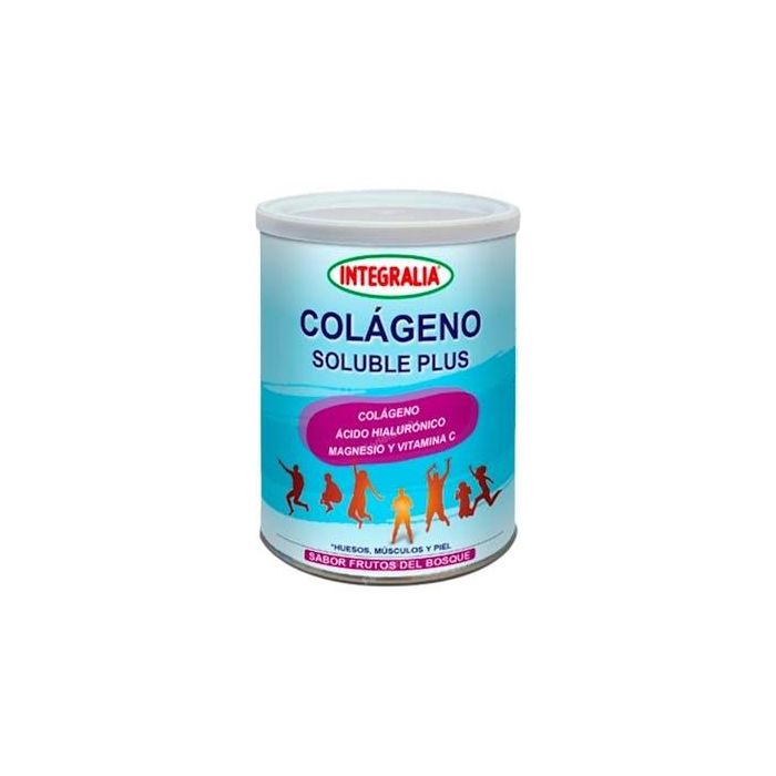 INTEGRALIA Colágeno Soluble Plus Frutos Rojos 300g con Magnesio, Vitamina C y Ácido Hialurónico para Huesos y Piel