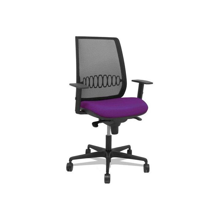 Silla Piqueras Y Crespo Alares Brazos Regulables Ergonomica Mecanismo Sincro Respaldo Malla Negra Asiento Tapizado Bali Morado