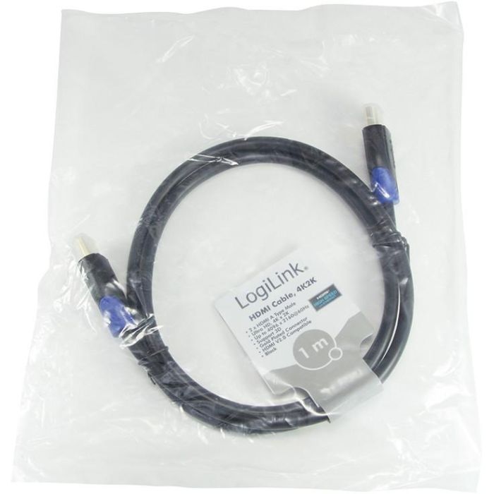 LogiLink CH0061 Cable HDMI de alta velocidad con Ethernet 1m, 4K2K/60Hz, 3D, Conectores chapados en oro, Negro 4
