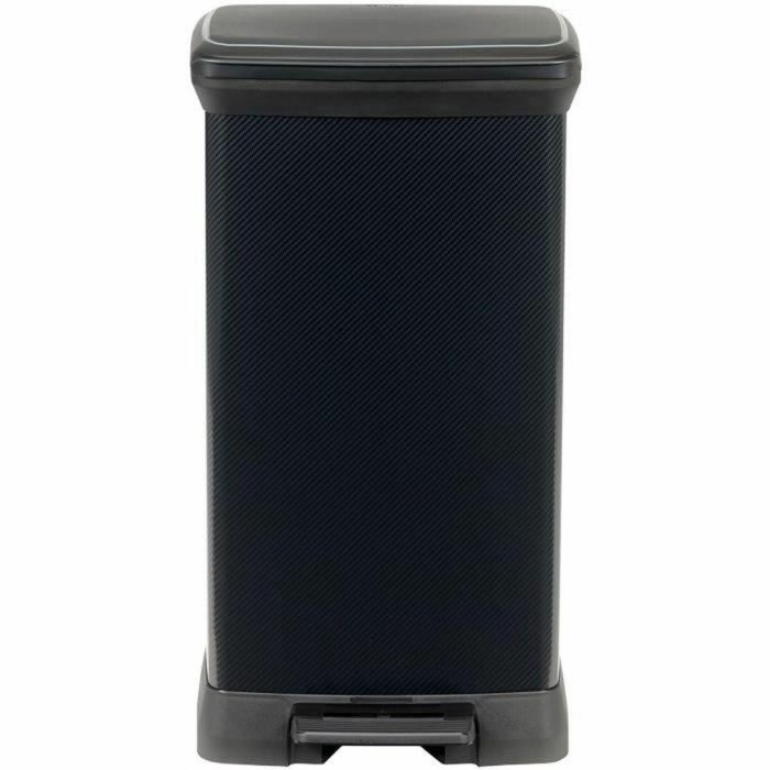 Curver Papelera Decobin Rectangular Estrecha y Alta 50 L Negro Carbón con Aspecto Acero Inoxidable 100% Reciclable