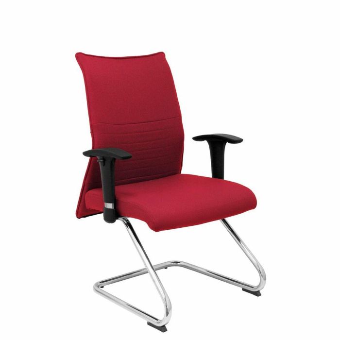 Piqueras y Crespo Sillón Confidente Ergonómico con Patín Cromado, Tejido Bali Granate - Diseño Español Piqueras y Crespo Sillón Confidente Ergonómico con Patín Cromado, Tejido Bali Granate - Diseño Español