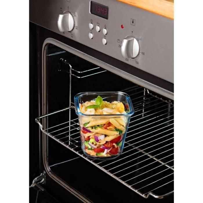 Juego de 3 recipientes para pasta Pyrex Cook&Go de cristal con tapa hermética, 12 x 12 cm y 0,8 l. 4 Juego de 3 recipientes para pasta Pyrex Cook&Go de cristal con tapa hermética, 12 x 12 cm y 0,8 l. 4