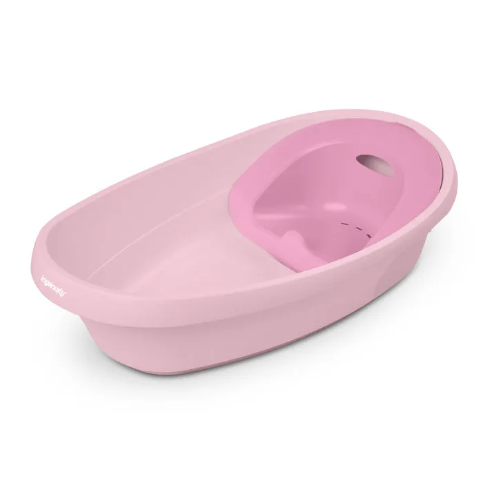 Ingenuity ING19924013 Bañera convertible extragrande en color rosa con hamaca de tela, soporte para bebé sentado y 2 juegos de agua, apta para bebés de 0 a 24 meses