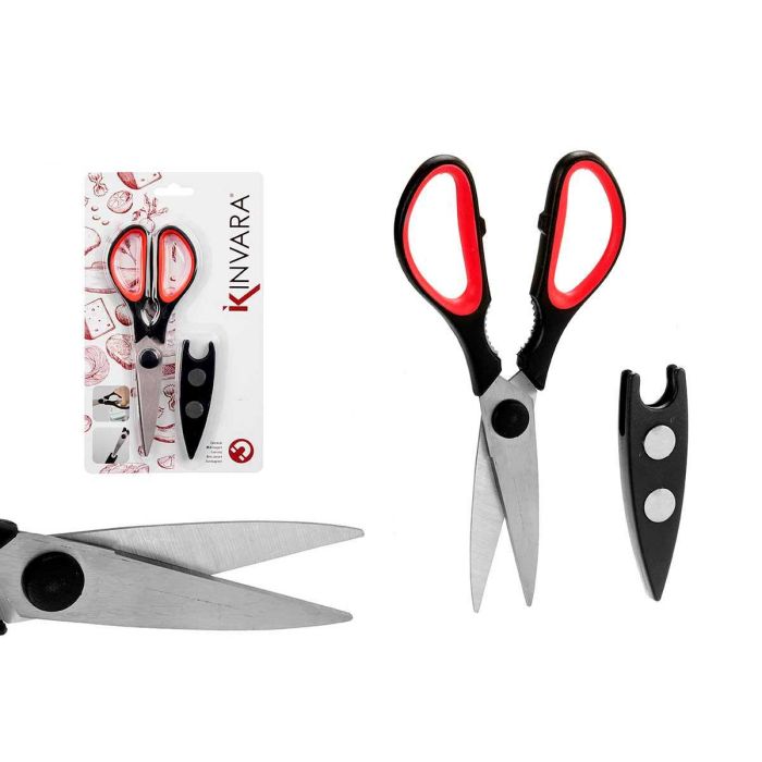 Tijera de cocina con protector magnético Kinvara 16x27.5x1.5 cm, negro/rojo (36 Unidades) Tijera de cocina con protector magnético Kinvara 16x27.5x1.5 cm, negro/rojo (36 Unidades)