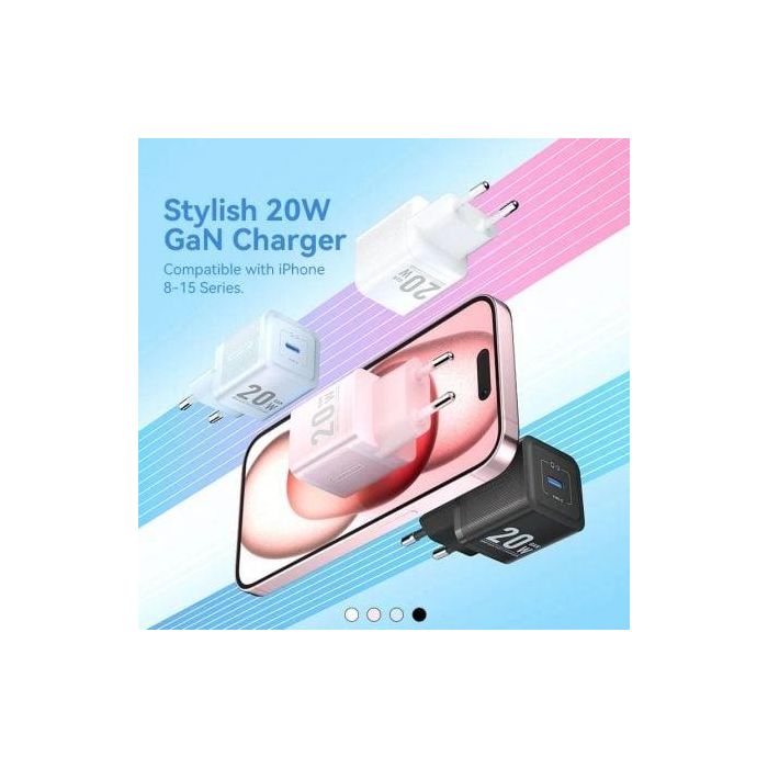 Cargador de Pared GaN Vention FEPW0-EU/ 1xUSB Tipo-C/ 20W 1