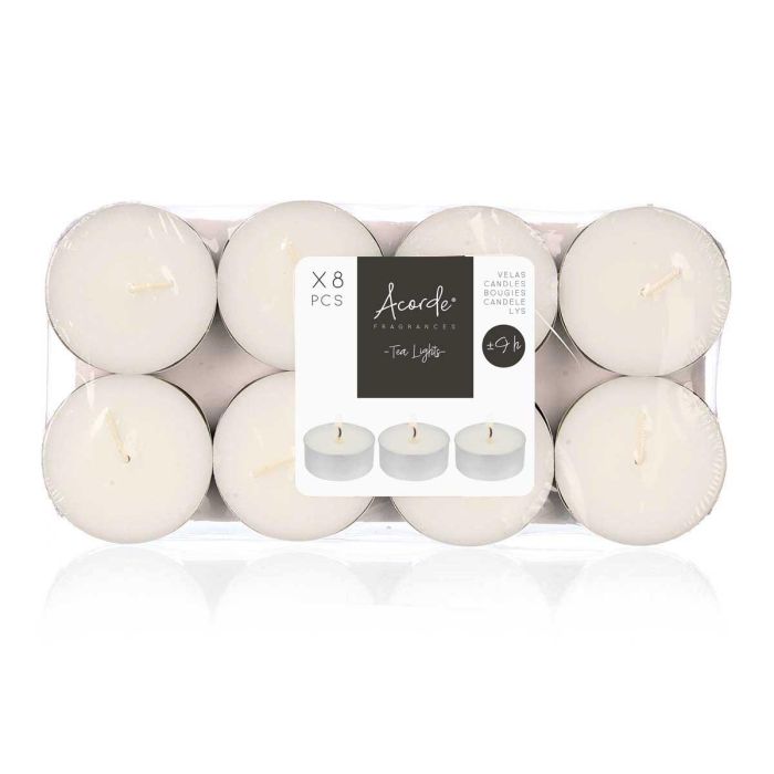 Set 8 Tea Light Maxi 9 Horas Acorde, 23x11.5x2 cm, Blanco (24 Unidades) 1 Set 8 Tea Light Maxi 9 Horas Acorde, 23x11.5x2 cm, Blanco (24 Unidades) 1