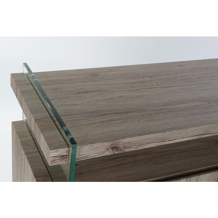 DKD Home Decor Aparador Moderno Natural de MDF y Cristal Templado 120x44x120 cm con 2 Puertas y 3 Estantes Desmontable 2 DKD Home Decor Aparador Moderno Natural de MDF y Cristal Templado 120x44x120 cm con 2 Puertas y 3 Estantes Desmontable 2