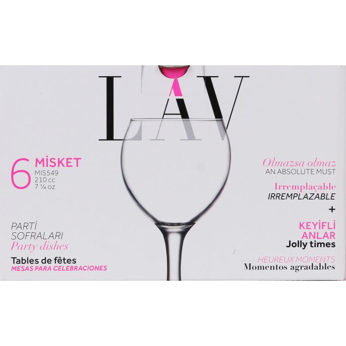 Lav Set de 6 Copas de Vino Tinto Colección Misket 210 ml (4 Cajas) 1
