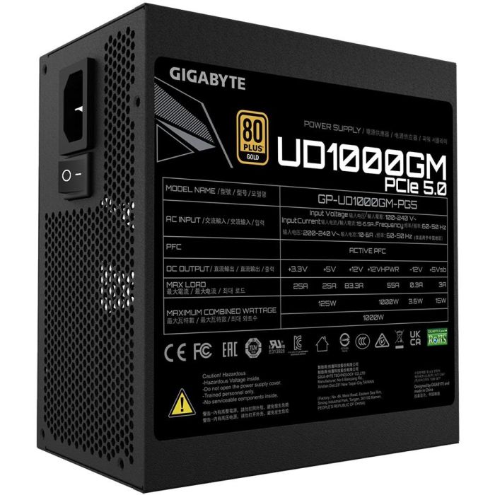 Gigabyte UD1000GM PG5 Fuente de Alimentación PC 1000W ATX Full Modular 80 PLUS Gold con Ventilador 12cm Negro 4 Gigabyte UD1000GM PG5 Fuente de Alimentación PC 1000W ATX Full Modular 80 PLUS Gold con Ventilador 12cm Negro 4
