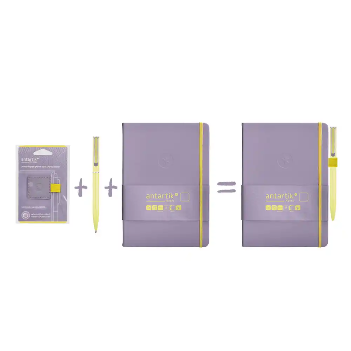 Antartik Portabolígrafo Autoadhesivo para Cuaderno con Elástico, Hasta 15 mm Grosor, Morado y Amarillo 10 Antartik Portabolígrafo Autoadhesivo para Cuaderno con Elástico, Hasta 15 mm Grosor, Morado y Amarillo 10