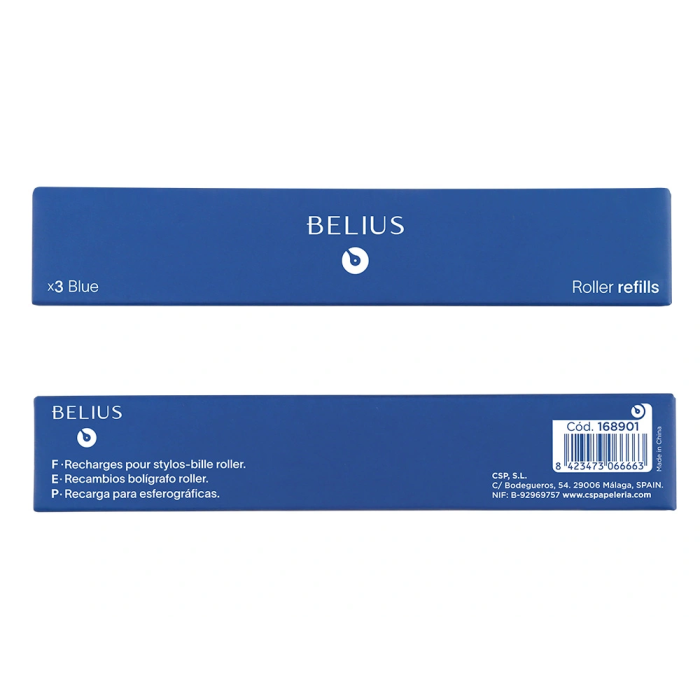 Belius Recambio Roller Azul 0,7 mm Punta Media Caja 3 Unidades Made in Germany 5