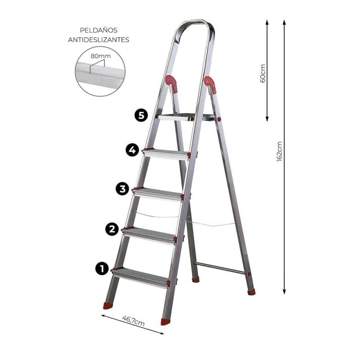 Rolser Escalera de Aluminio 5 Peldaños 101 cm 4