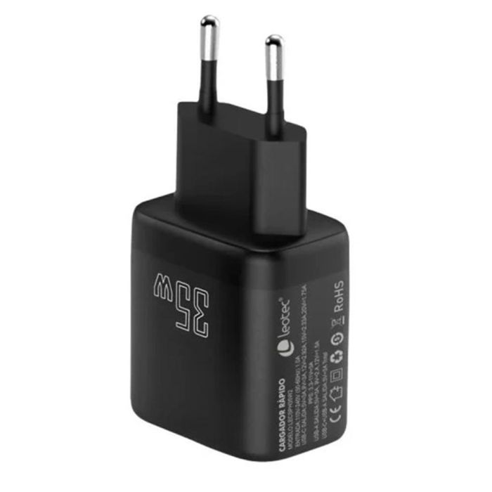 Leotec LECSPH35W2K cargador de dispositivo móvil Universal Negro Corriente alterna Carga rápida Interior 1 Leotec LECSPH35W2K cargador de dispositivo móvil Universal Negro Corriente alterna Carga rápida Interior 1