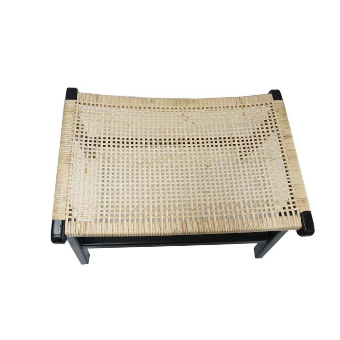 DKD Home Decor Descalzadora Boho Negro Natural Ratán Teca 47 x 40 x 65 cm 2
