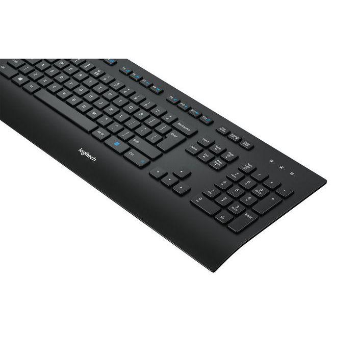 Logitech K280e Teclado USB, Resistente a salpicaduras, Reposamuñecas, Teclas silenciosas, Tamaño completo, Distribución US, Negro 3