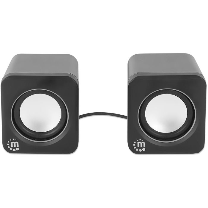 MANHATTAN Lautsprecher fr PC und Laptop 2600 Series zwei verbundene Lautsprecher 1.4 m USB-Kabel USB-C/USB-A-Adapter schwarz/silber 3