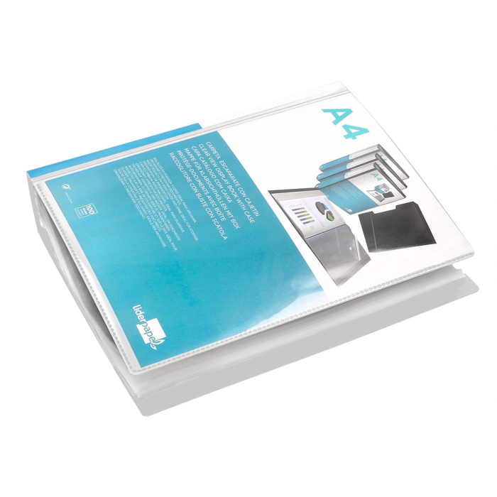 Liderpapel Carpeta Personalizable A4 con 100 Fundas Transparentes de Polipropileno y Cajetín 5