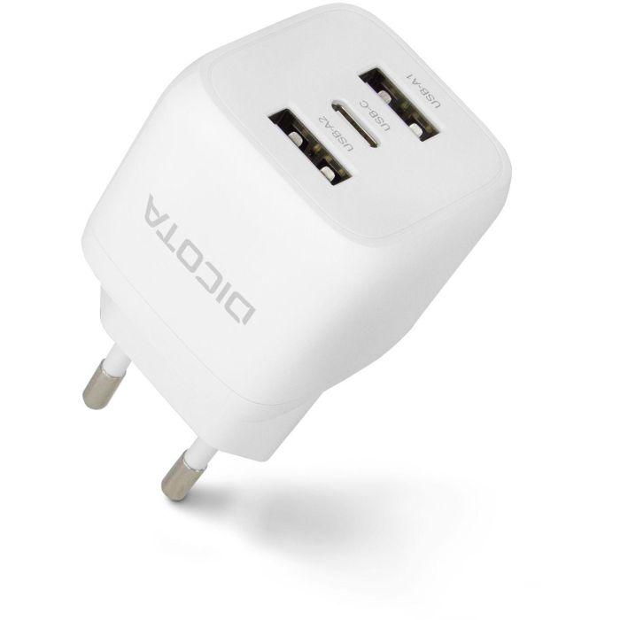 DICOTA D32069 Cargador de pared GaN 32W con 3 puertos (2 USB-A, 1 USB-C) para portátil y smartphone, negro 2
