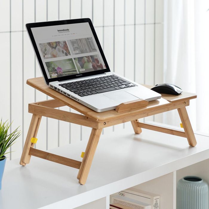 Mesa Plegable Auxiliar de Bambú Lapwood InnovaGoods 8 Mesa Plegable Auxiliar de Bambú Lapwood InnovaGoods 8