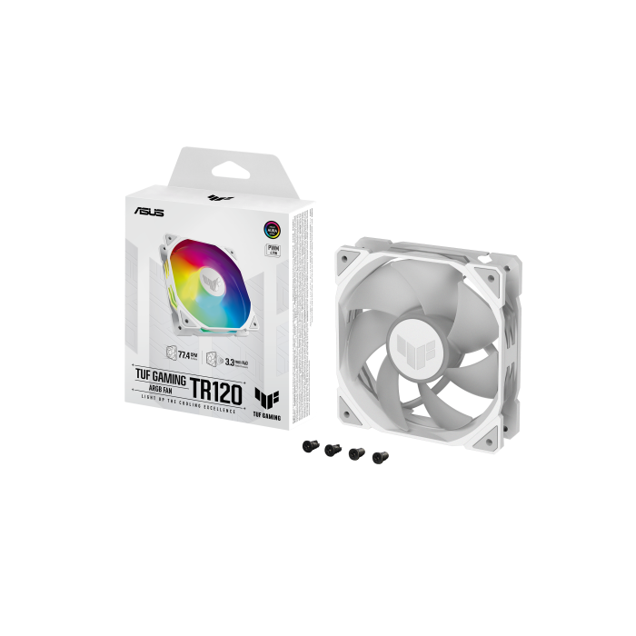 Asus TUF Gaming TR120 ARGB Ventilador para Carcasa de Ordenador 12 cm Blanco Iluminación RGB 8