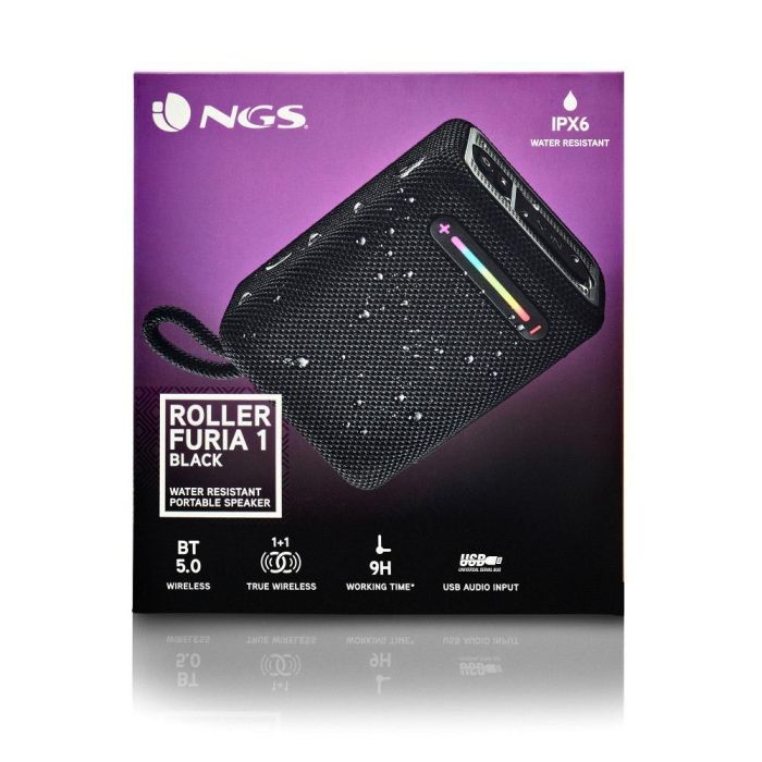 NGS ROLLERFURIA1BLACK Altavoz Bluetooth Portátil Roller Furia 1 15W, Resistente al Agua IPX6, True Wireless, 9h Batería, Negro 2 NGS ROLLERFURIA1BLACK Altavoz Bluetooth Portátil Roller Furia 1 15W, Resistente al Agua IPX6, True Wireless, 9h Batería, Negro 2