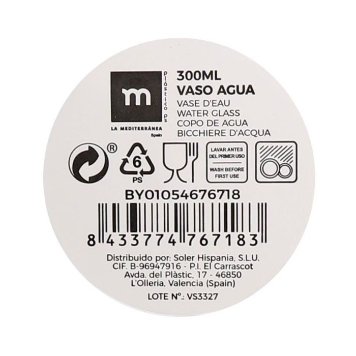 Vaso de Agua La Mediterranea 300 ml (24 Unidades) 5 Vaso de Agua La Mediterranea 300 ml (24 Unidades) 5