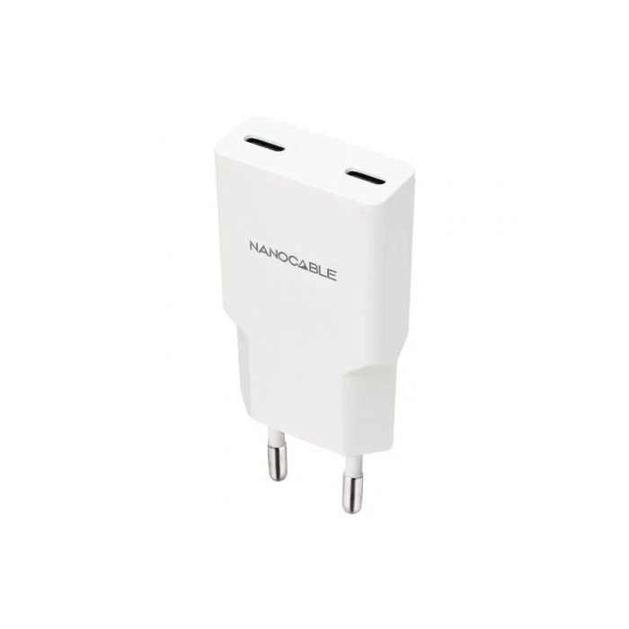 Nano Cable 10.10.2023 Cargador de Pared 2xUSB Tipo-C/PD 20W Blanco