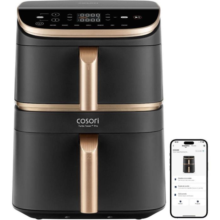 Cosori AAAVL96408 Freidora sin aceite Turbo Tower Pro Smart 10.8 L, 2 depósitos, 7 programas, 2630 W, color negro 1