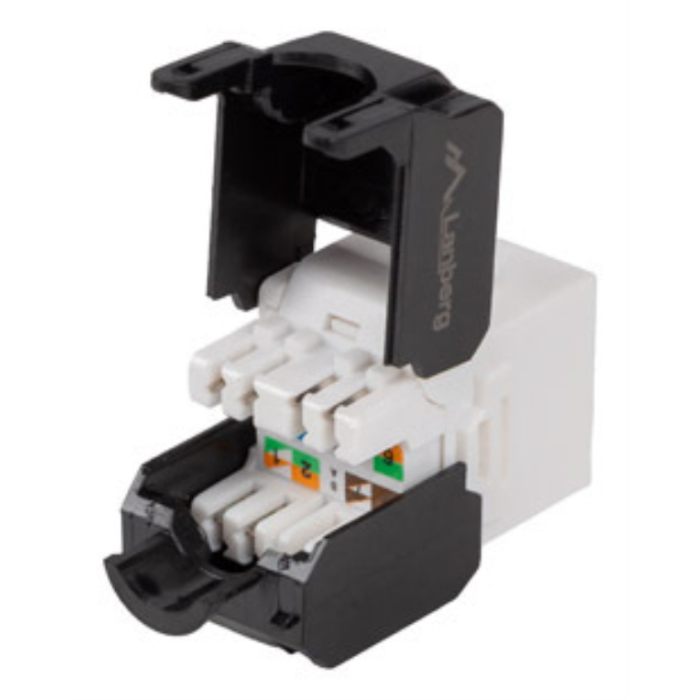 Lanberg KSU6-4000 Módulo Conector de Red RJ-45 Plano, Componente Esencial para Instalaciones de Redes, Colores Negro y Blanco