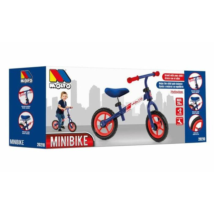 Molto Bicicleta sin pedales de equilibrio azul, ruedas de 10 pulgadas, para niños 2+ años, fabricada en plástico resistente - 48,5x36x90 cm 4 Molto Bicicleta sin pedales de equilibrio azul, ruedas de 10 pulgadas, para niños 2+ años, fabricada en plástico resistente - 48,5x36x90 cm 4