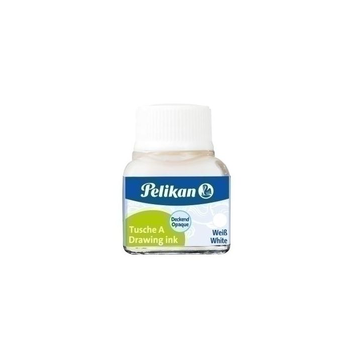 Pelikan Tinta china blanca, 10 ml – Pura, brillante, fluida, indeleble y resistente. Ideal para dibujo, tiralíneas y pinceles.
