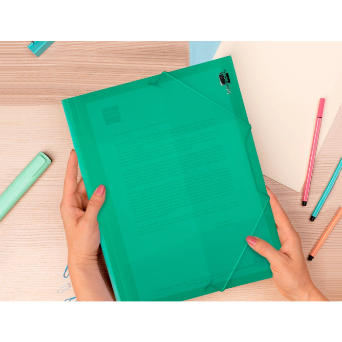 Liderpapel Carpeta 34963 con Gomas y Solapas, Polipropileno, DIN A4, Verde Translucido 6