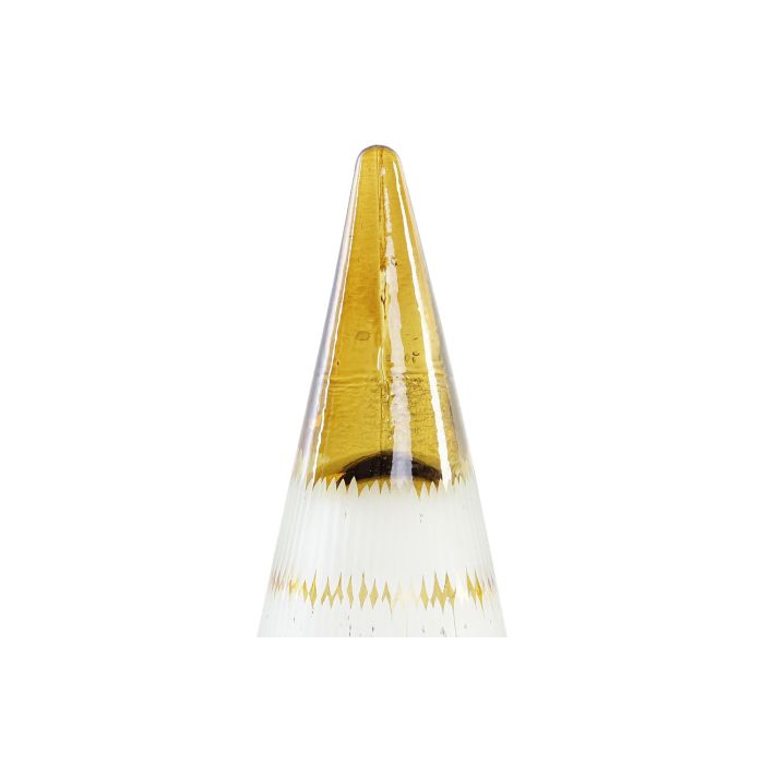 DKD Home Decor Árbol de Navidad Luminoso Decoración Tradicional Cristal Dorado LED 13x30x12 cm Funciona con 3 Pilas AA 3