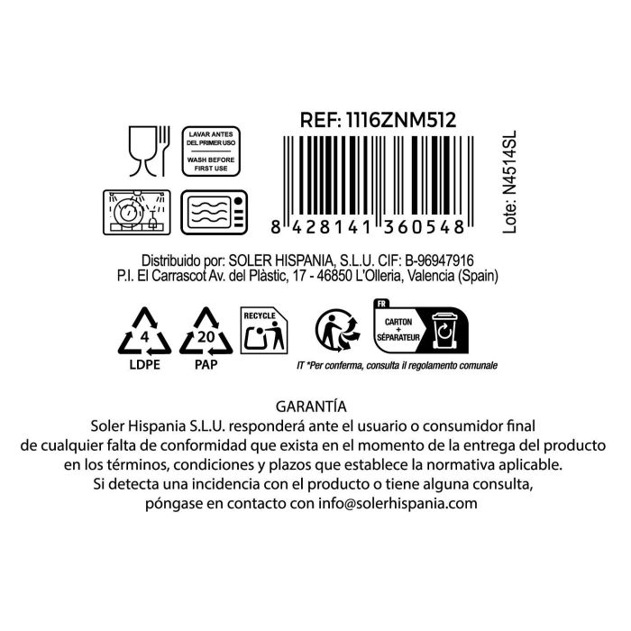 La Mediterranea Vajilla 12 Piezas Colección Coup Basic Rojo Opalina Plato 25 cm, 20 cm y 18 cm (2 Unidades)