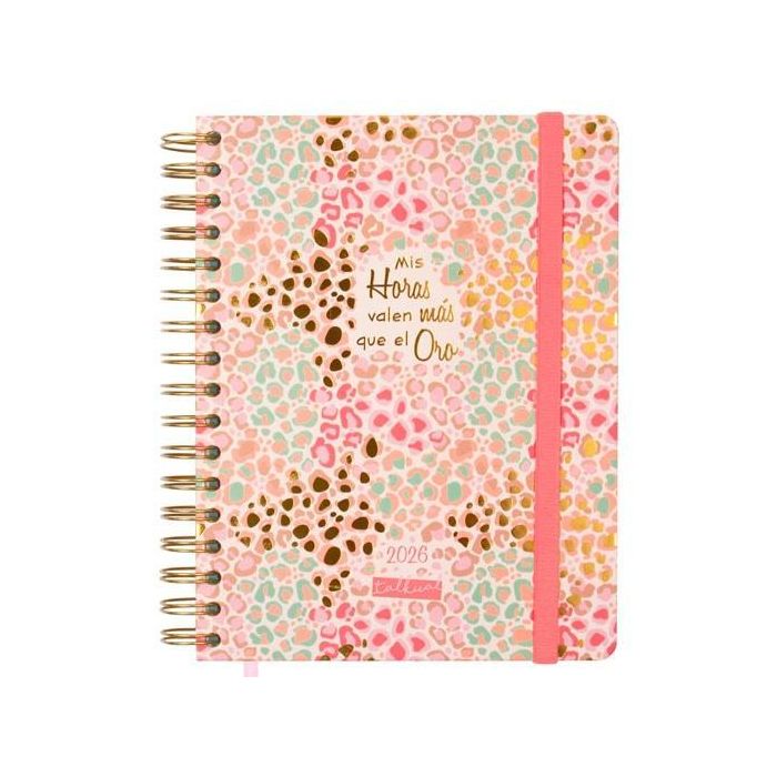 Finocam Agenda Espiral Talkual 1Día/Página Tapa Dura Oro 155x217mm 2026 con Pestañas y Accesorios
