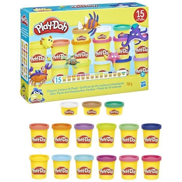 Play-Doh Caja de 15 botes de plastilina de colores clásicos, para niños 2