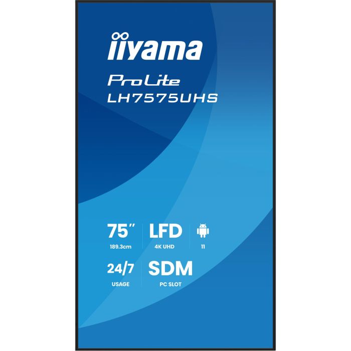 iiyama LH7575UHS-B2AG Pantalla Profesional 75" 4K UHD LCD IPS 3840x2160 Wifi 24/7 3xHDMI DP USB Señalización Digital 9